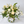 Load image into Gallery viewer, A floral arrangement of white and cream roses, hydrangeas, and green foliage in a clear glass vase with a striped base, set against a plain light background. A small tag on the vase reads Flower Market.
